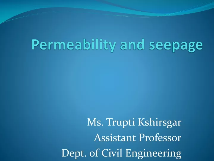 permeability and seepage