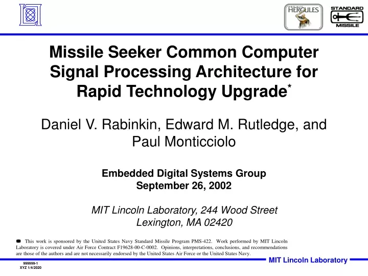 missile seeker common computer signal processing