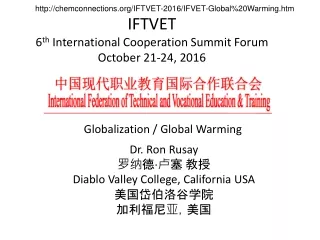 IFTVET 6 th  International Cooperation Summit Forum October 21-24, 2016