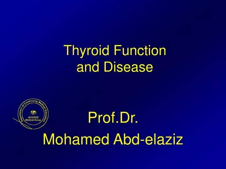 thyroid function and disease