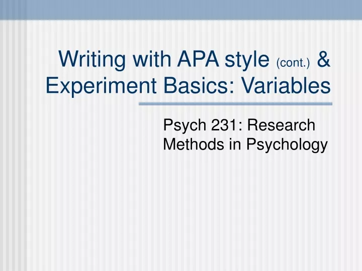 writing with apa style cont experiment basics variables