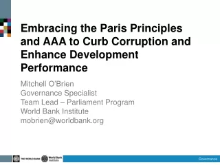Embracing the Paris Principles and AAA to Curb Corruption and Enhance Development Performance