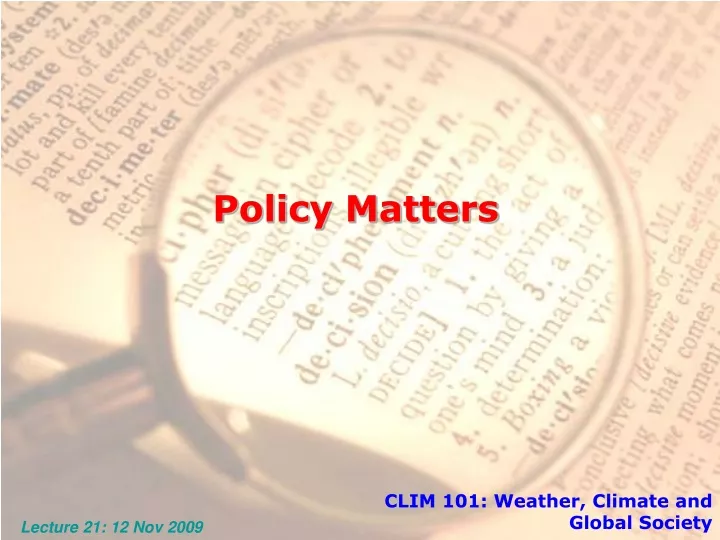 policy matters