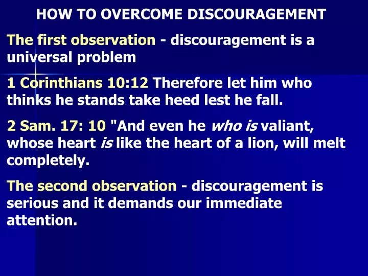how to overcome discouragement the first
