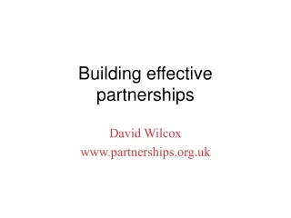 Building effective  partnerships