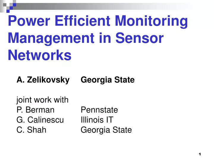 power efficient monitoring management in sensor networks