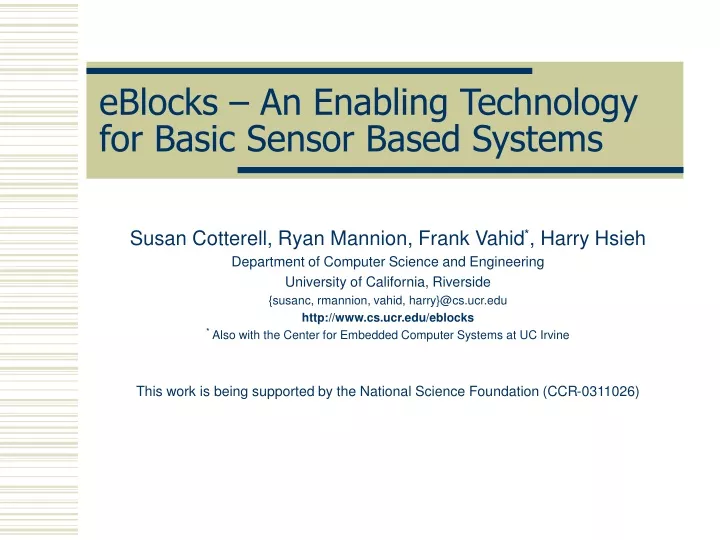 eblocks an enabling technology for basic sensor based systems