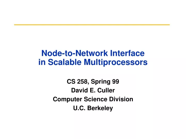 node to network interface in scalable multiprocessors