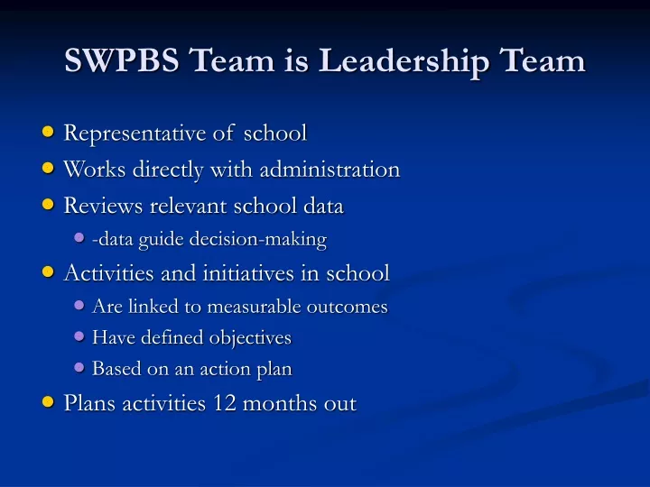 swpbs team is leadership team