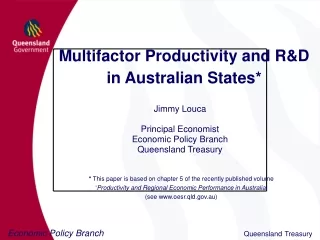 Multifactor Productivity and R&amp;D  in Australian States*