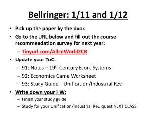 Bellringer: 1/11 and 1/12