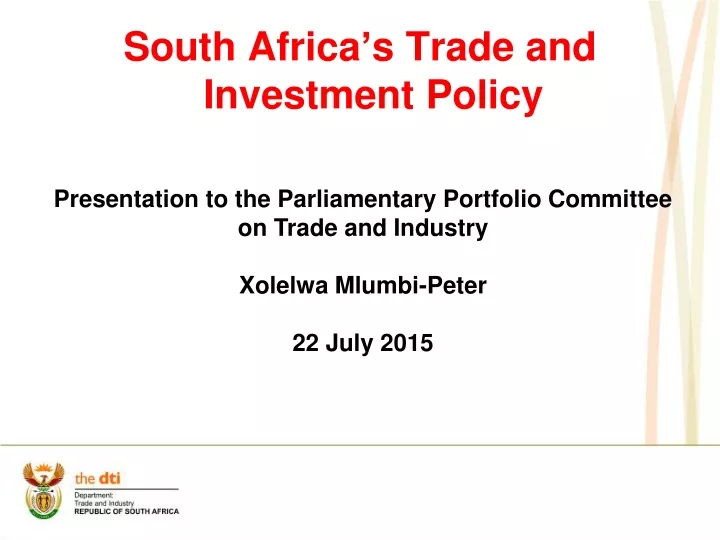 south africa s trade and investment policy