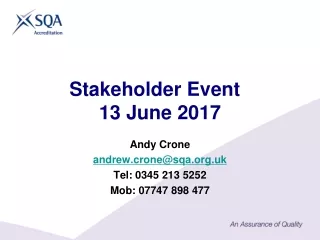 Stakeholder Event	 13 June 2017