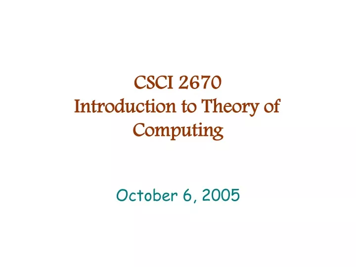 csci 2670 introduction to theory of computing