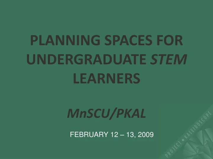 planning spaces for undergraduate stem learners