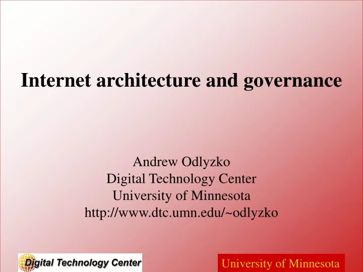 internet architecture and governance