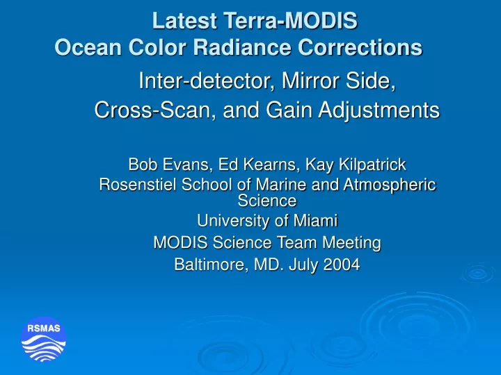 latest terra modis ocean color radiance corrections