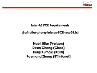 Inter-AS PCE Requirements  draft-bitar-zhang-interas-PCE-req-01.txt