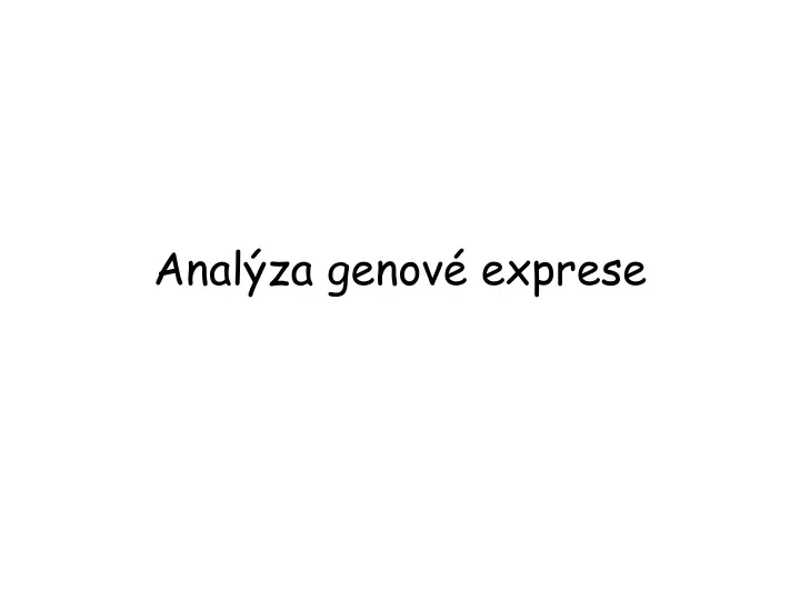 anal za genov exprese