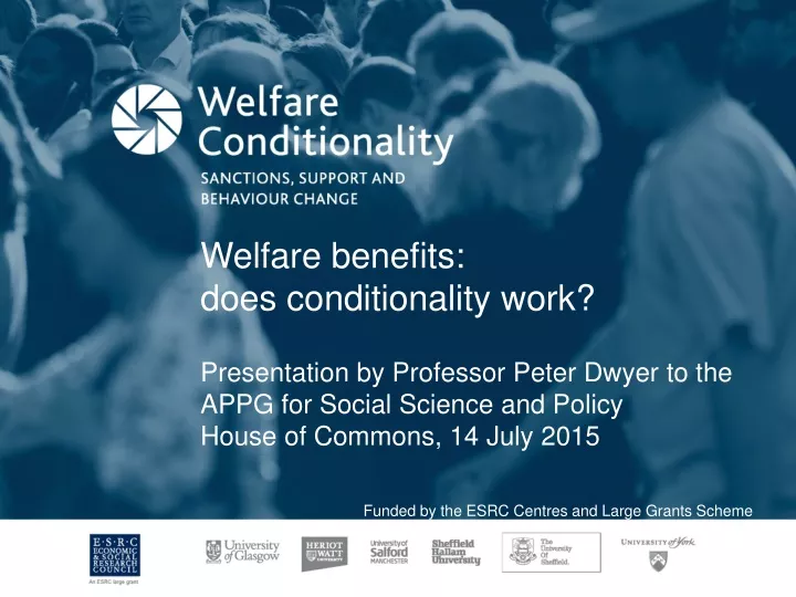 welfare benefits does conditionality work