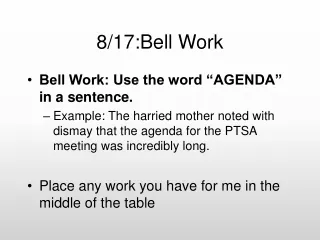 8/17:Bell Work