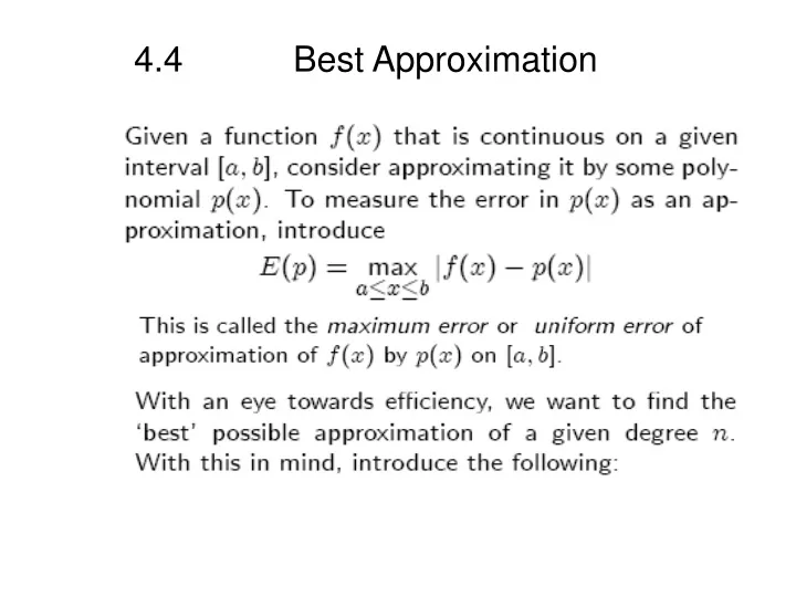 4 4 best approximation