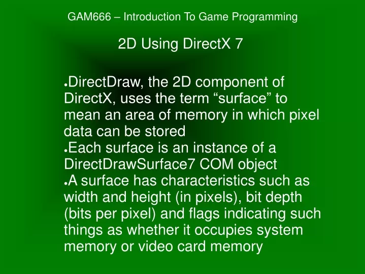 gam666 introduction to game programming