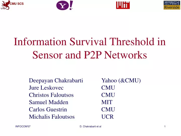 information survival threshold in sensor and p2p networks