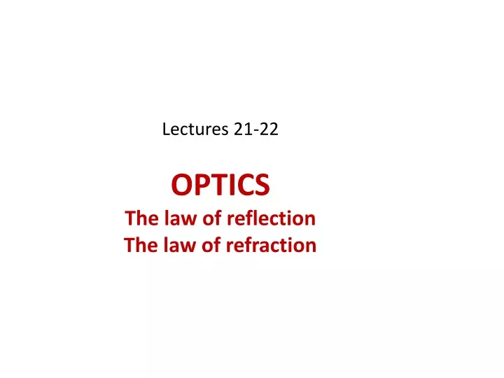 lectures 21 22 optics the law of reflection