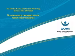 The Mental Health, Alcohol and Other Drug  Services Plan 2015-2025 The community managed mental