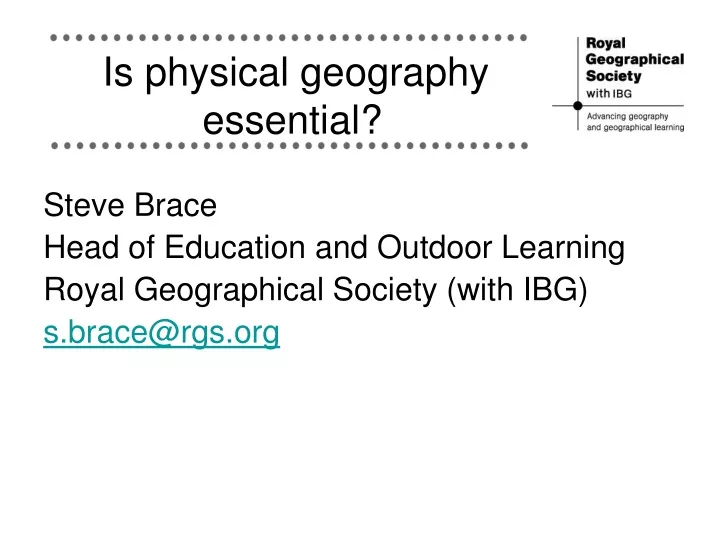 is physical geography essential