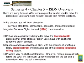 Semester 4 - Chapter 5 – ISDN Overview