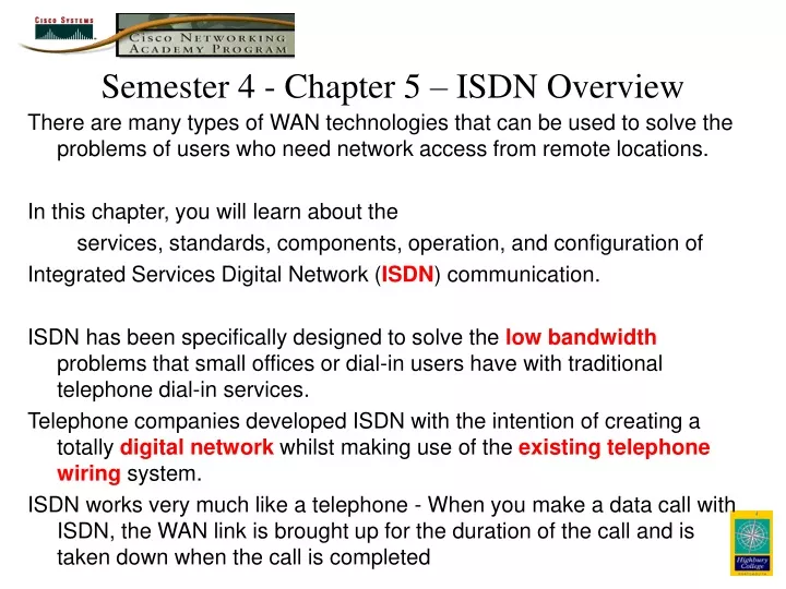 semester 4 chapter 5 isdn overview