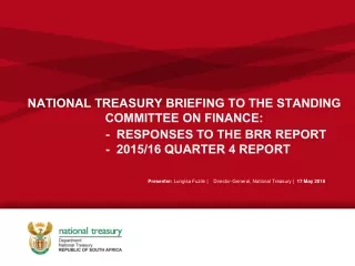 NATIONAL TREASURY BRIEFING TO THE STANDING COMMITTEE ON FINANCE: