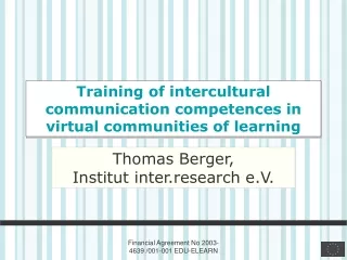 Training of intercultural communication competences in virtual communities of learning