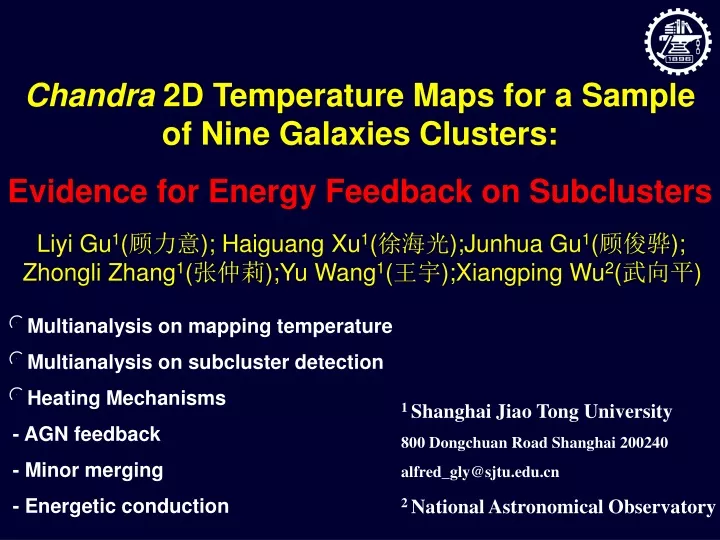 chandra 2d temperature maps for a sample of nine