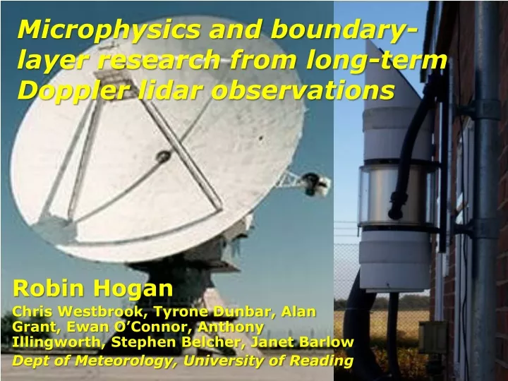 microphysics and boundary layer research from long term doppler lidar observations