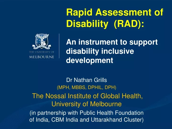 rapid assessment of disability rad an instrument to support disability inclusive development