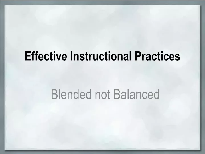 effective instructional practices