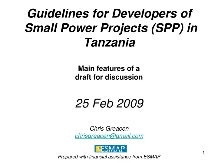 guidelines for developers of small power projects