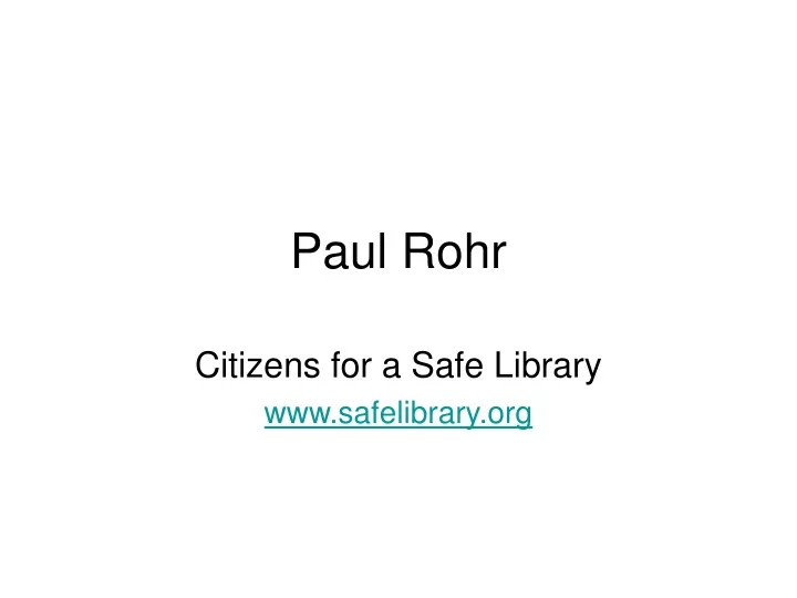 paul rohr