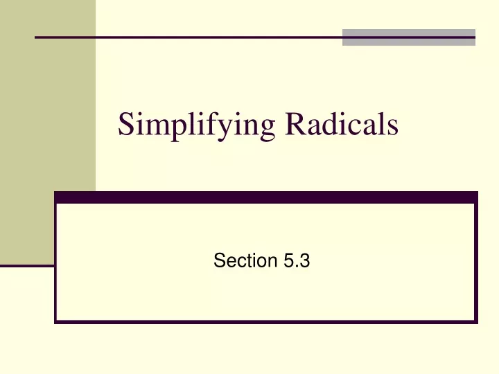 simplifying radicals