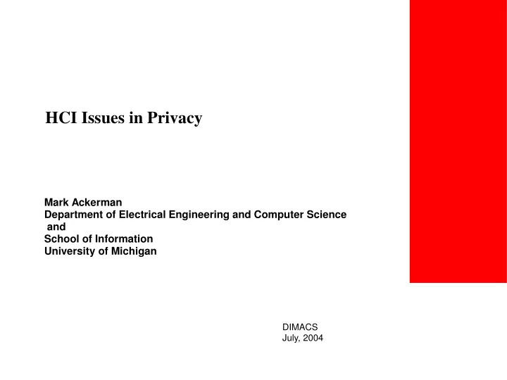 hci issues in privacy