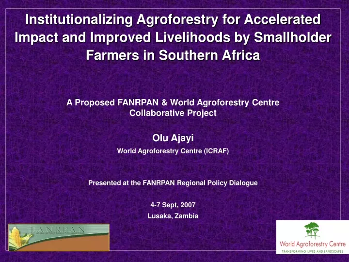 institutionalizing agroforestry for accelerated