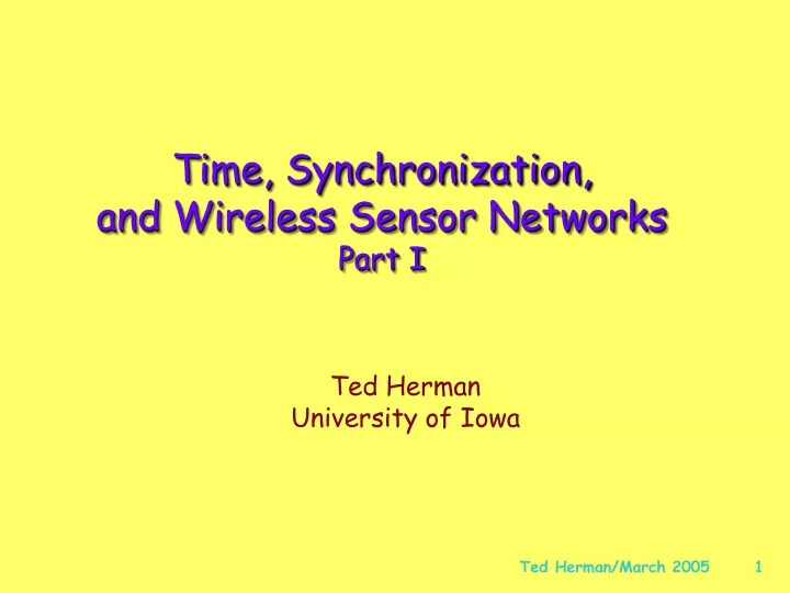 time synchronization and wireless sensor networks part i