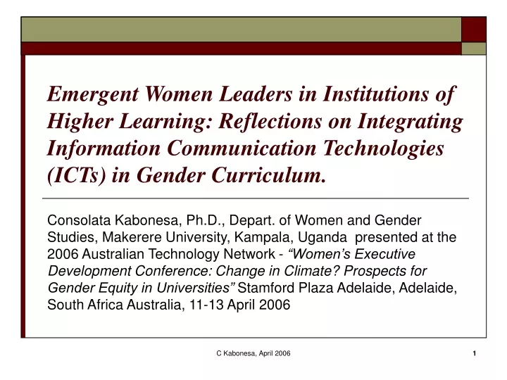 emergent women leaders in institutions of higher