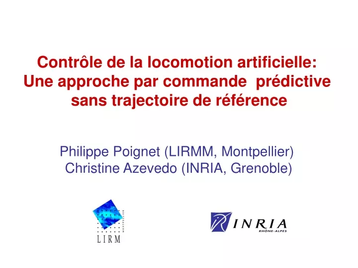 contr le de la locomotion artificielle