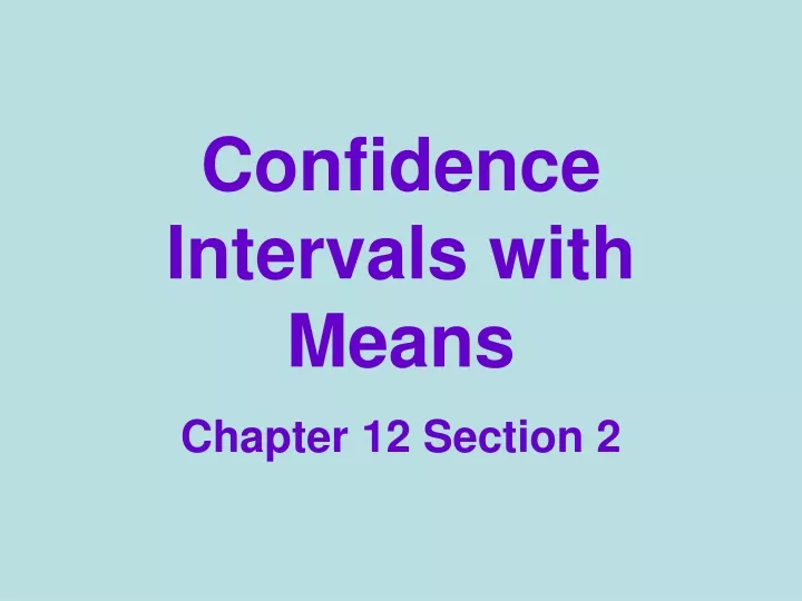 confidence intervals with means