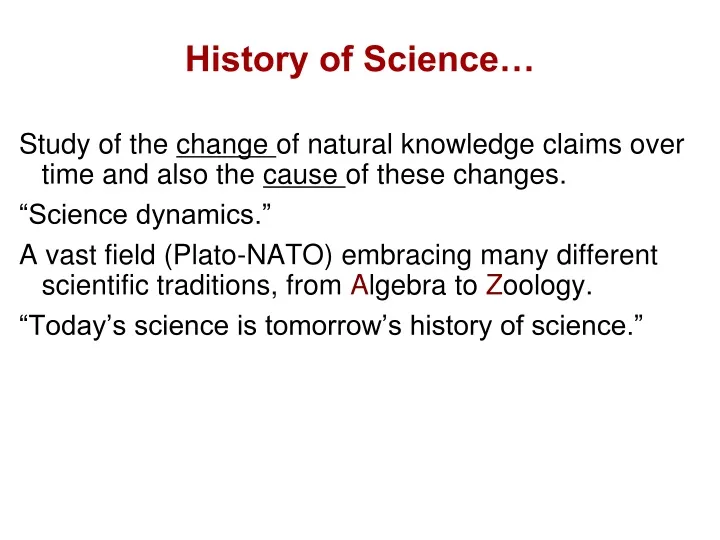 history of science presentation