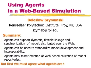 Using Agents  in a Web-Based Simulation